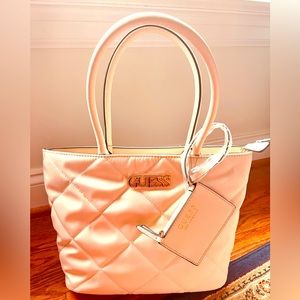 Guess white elite tote hand bag